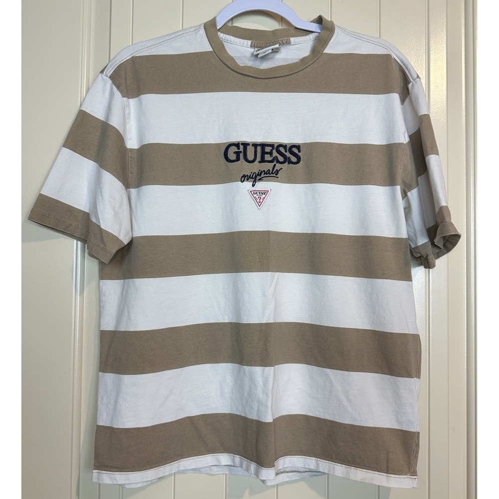 Guess Originals Striped Shirt Mens Sz S Retro Embroidered Triange‎ Patch GUC - Picture 1 of 5
